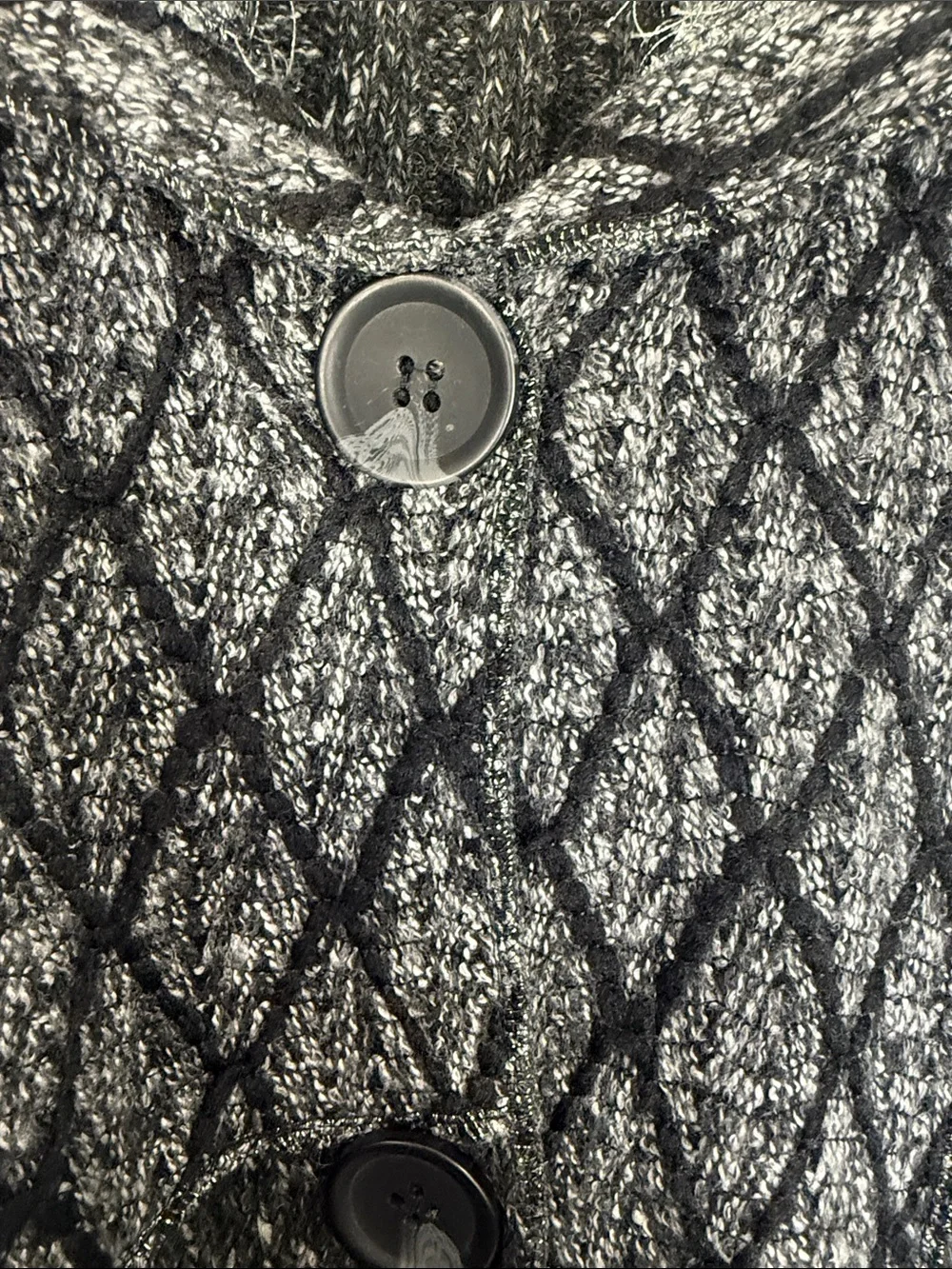 LIQUID BY SIONI BLACK GRAY FAUX FUR TRIM CARDIGAN SIZE M